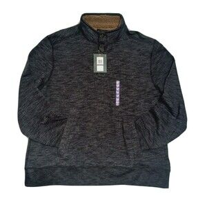 G.H Bass & Co. Canyon Button Mock Men's Size XXL Pullover Black/Grey Sweater